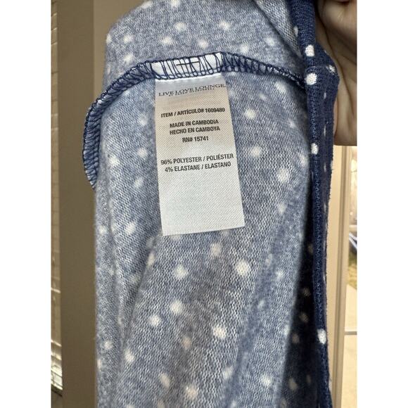 Ladies Size Medium Sweater Tank Pajama Shirt Live Love Lounge Top Blue Polka Dot - Picture 4 of 4
